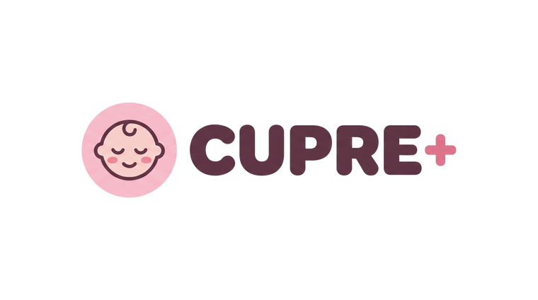 CUPRE+ baby doll logo with sleeping baby icon