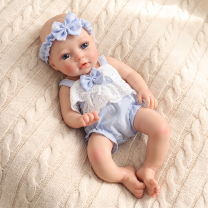 Terry doll full body on cream knit blanket
